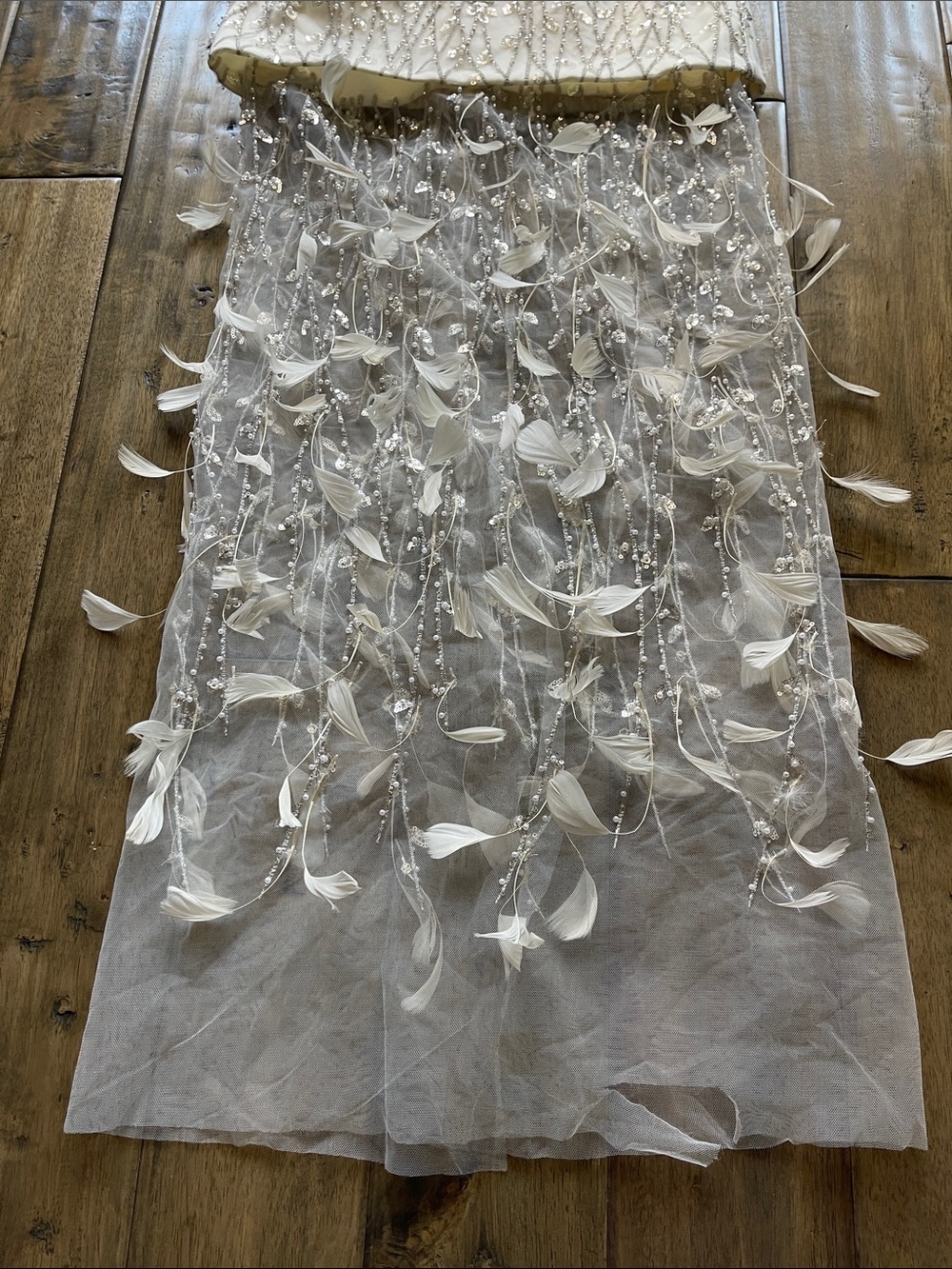 Delfi Collective Salma Bead & Feather Strapless Gown - Picture 8 of 13